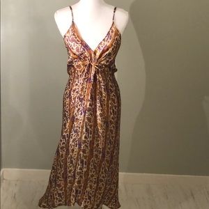 Silk scarf print midi dress